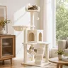 Costoffs Small 53.6-Inch Modern Multi-Level Cat Tree (19″ l × 19″ w × 53.5″ h, 10 lbs Max Each) - Particle Board, Neutral Colors, Wall Anchor, Furniture Saver, Hammock, Condo, Basket Perch, Sisal Scratching Posts, Vertical Scratcher (For Kittens), Home, B