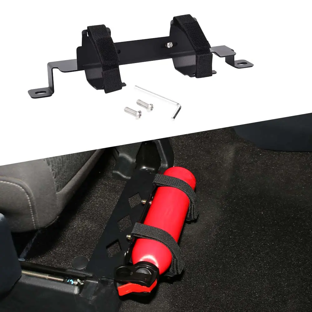 Iron Gloss UV Coated Functional Look Front Under Seat Fire Extinguisher Mount - Car Accessories for 2015+ Ford F150, 4-Piece Fire Safety Annihilator Holder with Complementary Parts, Set Of Four