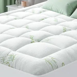 Mattress Topper - Thick Bamboo-Viscose Naturally Cooling Pillow Top Mattress Pad Breathable Soft Mattress pad for Back Pain Relief, Twin Size, Green