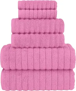Mocassi 6-Piece Turkish Cotton Corduroy Towel Set with 2 Bath, 2 Hand and 2 Washcloths, Hotel Premier Collection