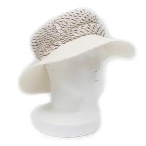 Pre-owned HERMÈS Cotton Small Leather Goods HERMES Silk Wide Brim Hat White