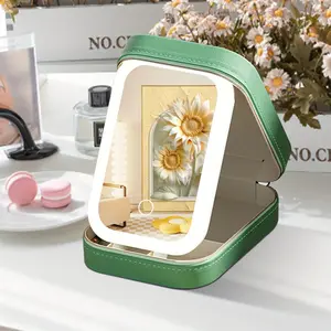 1200mAh Lighted Makeup Mirror, Portable Makeup Mirror For Girl Travel, Makeup Train Case Cosmetic Bag Organizer With Mirror And Lights, Make Up Bag With Light Up Mirror, Makeup Mirror, Wedding Season Traveling Mirror, Mothers Day Gifts