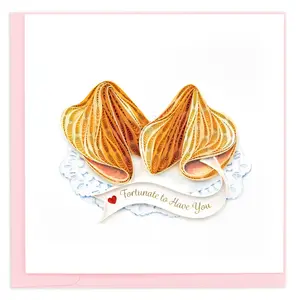 Quilled Love Fortune Cookies - Handmade Artisanal Card for Valentine's Day, Anniversary or Just Because