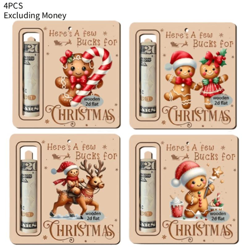 4PCS Christmas Gingerbread Gift Set, Festive Cash Wallets for Kids ...