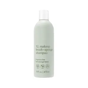 EcoTools XL Makeup Brush + Sponge Shampoo, Removes Makeup, Dirt, & Impurities From Makeup Brushes & Makeup Blending Sponges, Fragrance-Free, Vegan, & Cruelty-Free 16 fl. oz./473 ml, 1 Count, Clear
