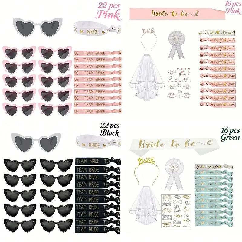 Bridesmaid Proposal Gift Set, Bachelor Party Headbands & Wedding Glasses, Bridal Team Accessories, Party Props, Bridal Party Supplies, 11/15/16/22 Pieces Pack