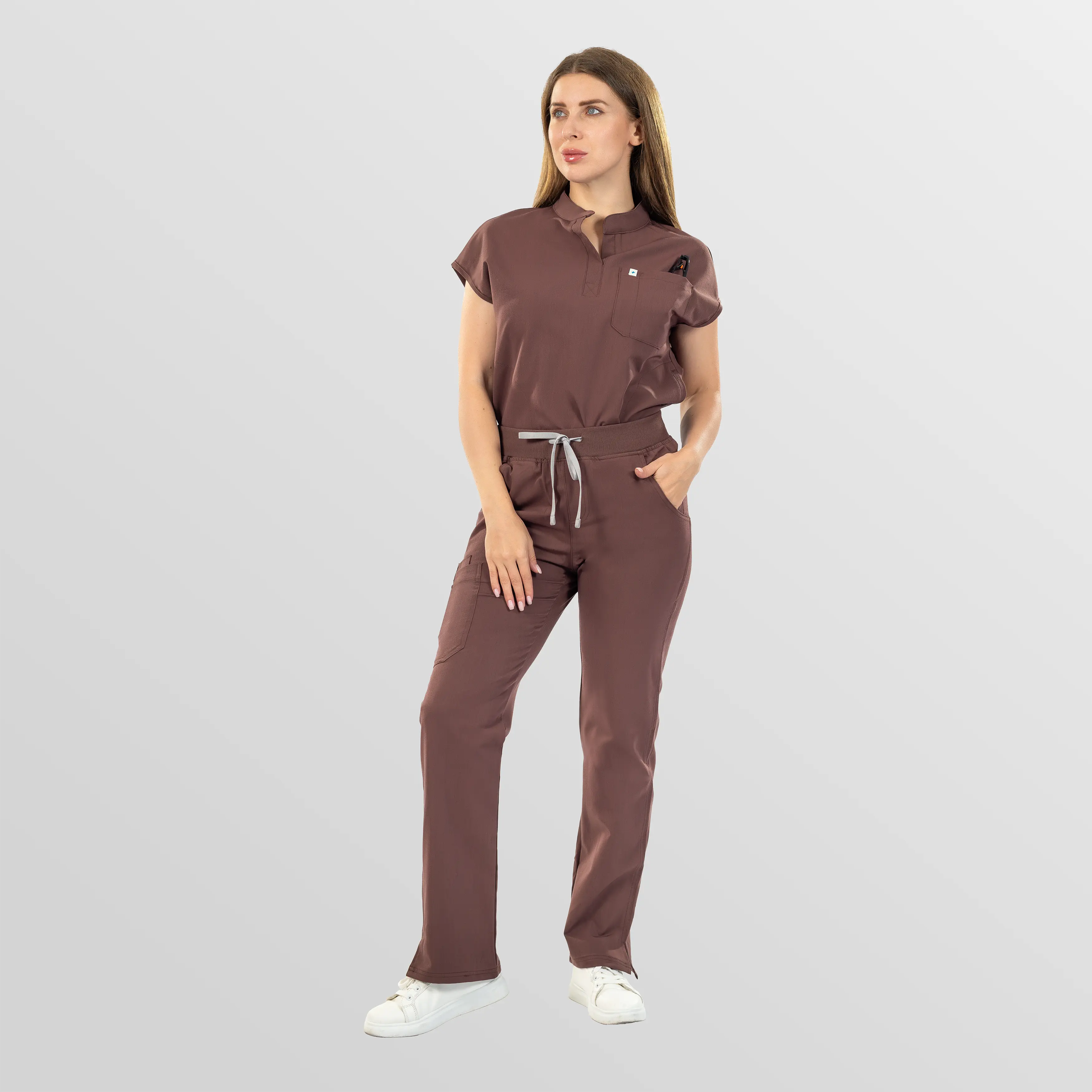 EADFLIE Scrub Set for Women, Modern Sleeveless Outfits with Straight Leg Pants, Soft 4-Way Stretch Fabric & 9 Pockets for Phone and Pens, Gloves