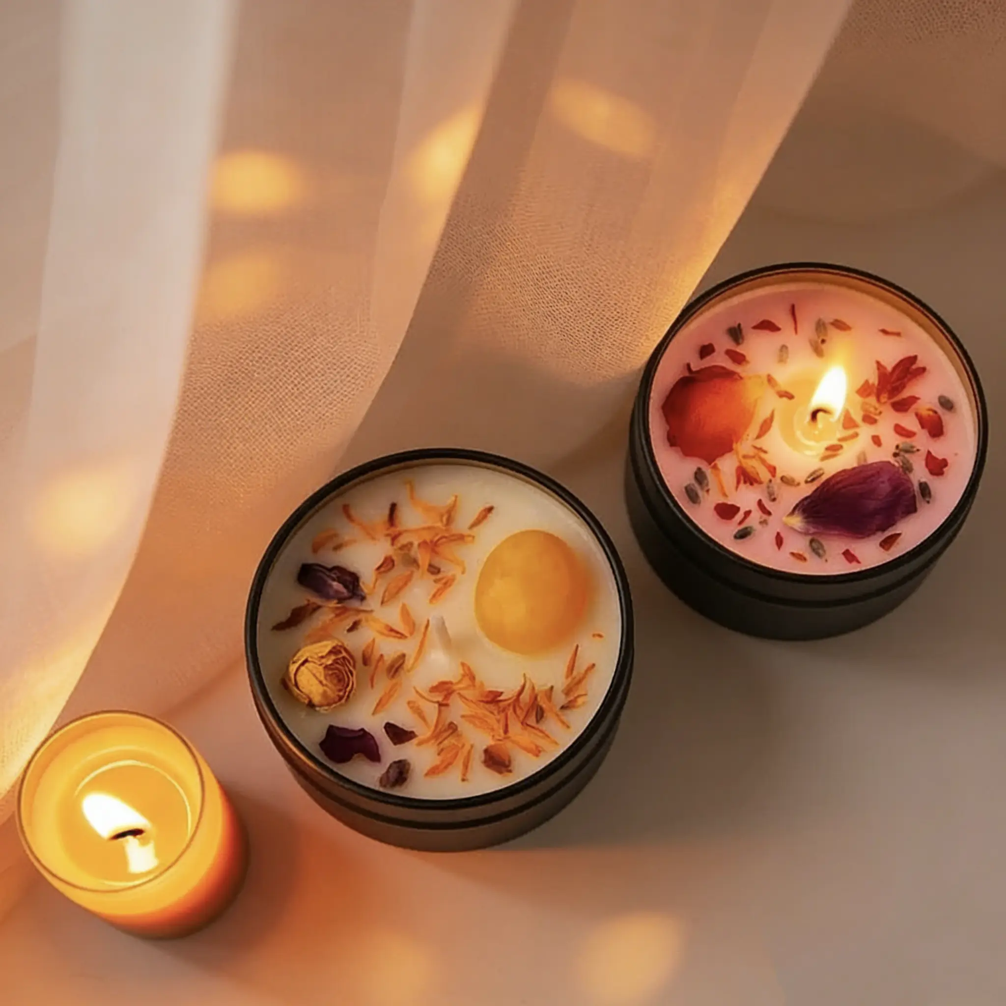 Single-can scented soy wax candle, Jasmine Yellow Crystal / Lavender Bud style, made of soy wax, 12 hours burn time, for furniture decoration, birthdays and family gatherings, Halloween, Thanksgiving,  Valentine's Day gifts,  waxine the drip candle decor