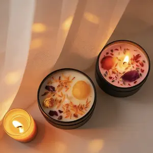 Single-can scented soy wax candle, Jasmine Yellow Crystal / Lavender Bud style, made of soy wax, 12 hours burn time, for furniture decoration, birthdays and family gatherings, Halloween, Thanksgiving,  Valentine's Day gifts,  waxine the drip candle decor