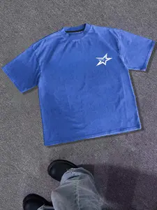 Men's Star Print Round Neck Tee, Regular Fit Casual Short Sleeve Crew Neck T-Shirt for Summer, Casual Style Tee, Fashion Men's Top for Daily Wear, Tropical