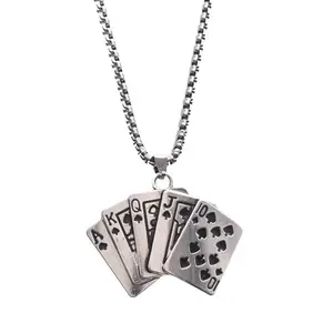 New Trendy Hip-Hop Straight Flush Poker Pendant Necklace | Hip-Hop Style | Fashion Accessories | Festival Gift | Unisex | Outdoor Wear | Selected Gift |