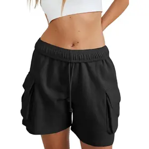 Fisace Sweat Shorts for Women Casual Summer Drawstring Cargo Short Athletic Running Workout Baggy Short