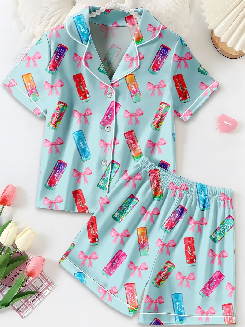 Alani Satin Pajamas Set, Alani Energy Drink Sleepwear, Satin Loungewear For Women, Alani Lover Gift For Her