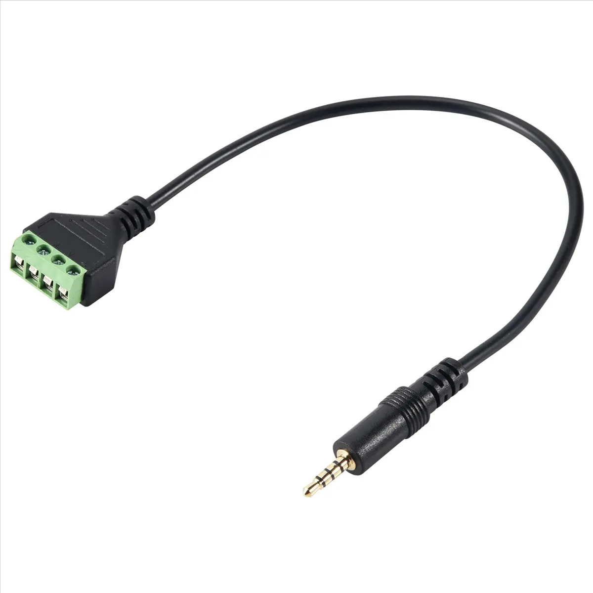 3.5mm TRRS Male Jack to AV 4-Pin Screw Terminal Block Jack Balun Connector, Copper Wire Solder-Free Stereo Speaker Cable Adapter for Household Appliance Parts & Accessories, PC Port, Equipment & Devices Compatibility