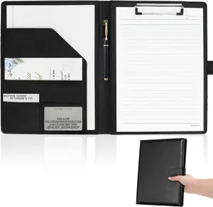 Professional Padfolio with Clipboard Faux Leather Portfolio Folder Binder Legal Pad Holder A4 Letter Size Notepad