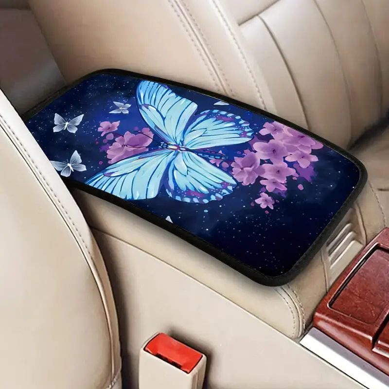 Butterfly Pattern Car Armrest Pad, Car Center Console Cover, Anti-slip Car Armrest Box Mat, Car Interior Decoration Accessories, Girly Car Accessories, Car Interior Accessories Girls, Car Accessories Cute