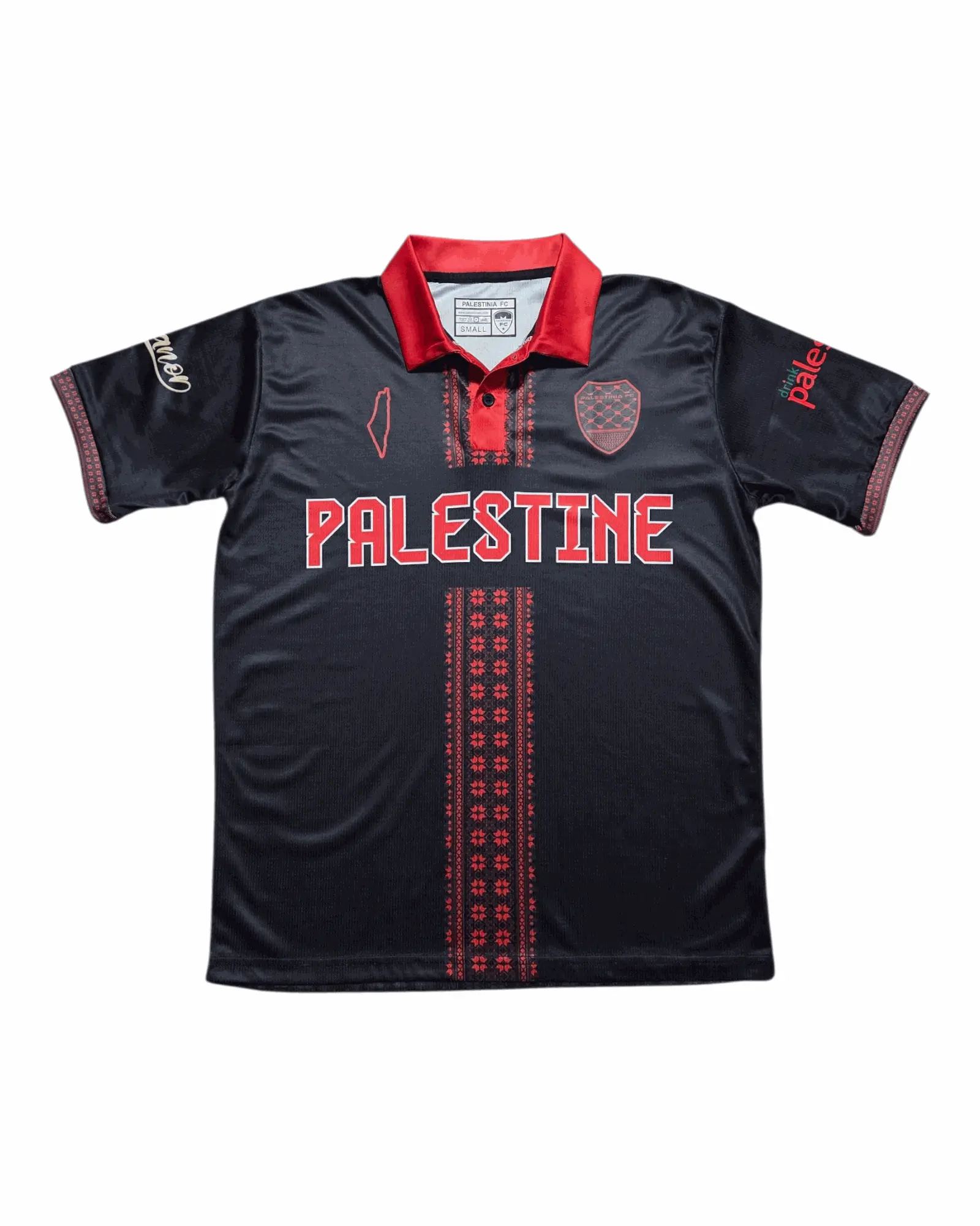 Palestine Jersey – (Black/Red) Tatreez Design | Cultural Apparel