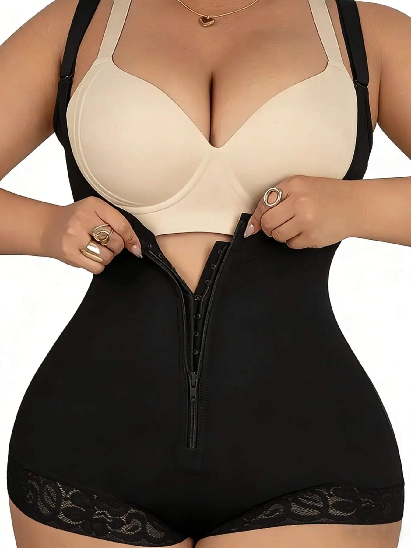 Women's Open Bust Secure Zipper With Inner Single Hook Compression Body Shaperwear, Fajas Colombianas Moldeadoras, Crotch Hook Closure Comfort Bodysuit, Great For Active Lifestyle