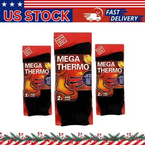 Mega Thermo 3 Pair Men's Winter Heated Thermal Socks Insulated Boot Sox 10-13 2.3 Tog US Stock Heavy Duty Design for Cold Weather