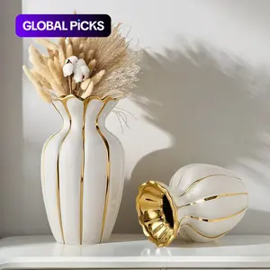 Ceramic Flower Vase, Ceramic Bouquet Vase Nordic Style, Home Decorative Vase, Elegant Home Decor for Living Room & Office Desk, Perfect for Fresh & Dried Flowers #GLOBAL PICKS