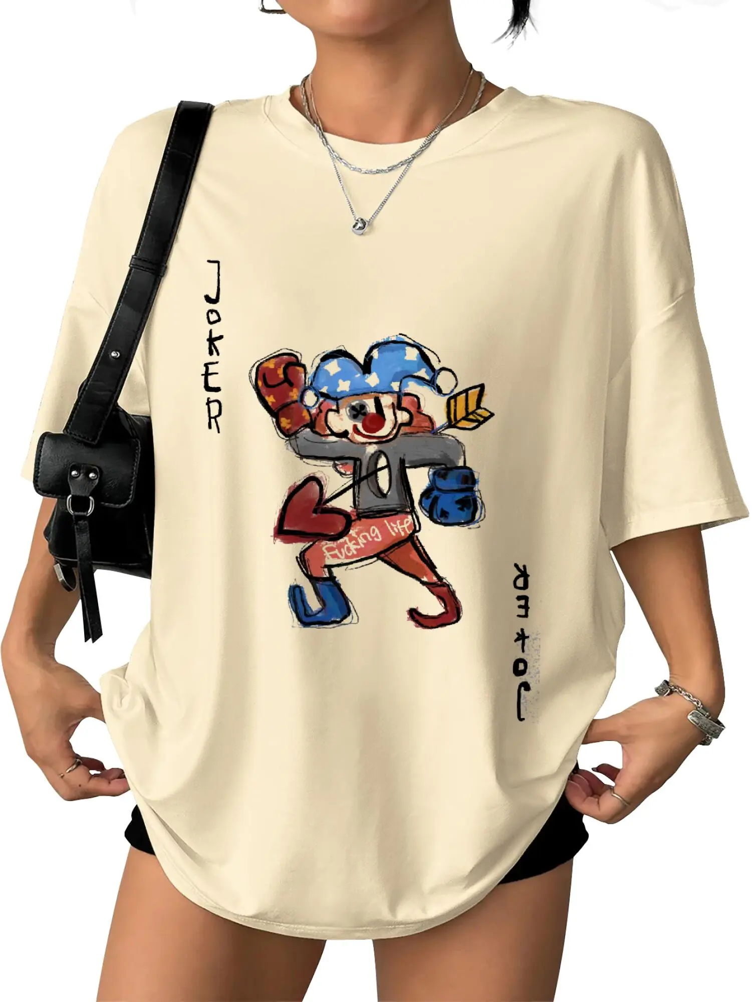 Unisex Joker Graphic T Shirt, Vintage Cartoon Print Tee, Streetwear Casual Shirt for Women Men