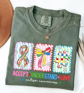 Autism Awareness Comfort Colors T-Shirt, Autism Accept Understand Love Shirt, Autism Mom Tee, Special Education Teacher Gift