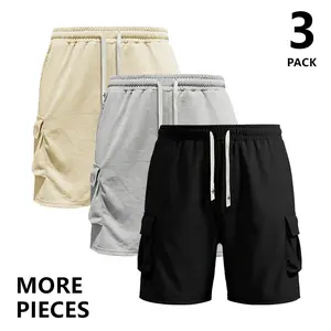 Men’s minimalist 3-pack shorts—stylish and versatile, featuring large pockets and a comfortable fabric. Suitable for everyday casual wear, outdoor sports, fitness, and travel, helping create an urban cool-guy look.