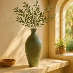 Green Ceramic Distressed Antique Style Decorative Vase