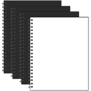 Blank Spiral Notebook, 8.5" 11" Hardcover Sketch Book, 4 Pack Large Blank Journal for Drawing, A4 Black Unlined Journals for Women Men Office School Home