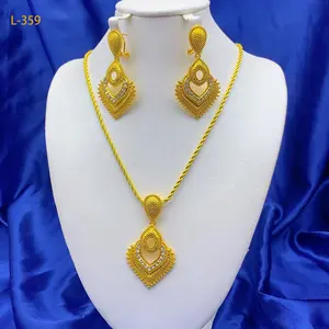 Dubai Bridal Heart-shaped 24k Gold Plated Jewelry Sets for Women Costume Nigerian Necklace Earrings Sets Wedding Party Gifts