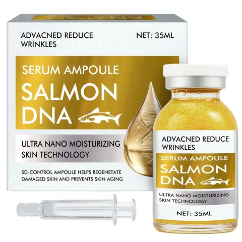 Salmon DNA Ampoule Facial Serum, 35ml Anti-Aging Treatment Liquid for Microneedling Aftercare, Collagen Boost, Deep Hydration, Moisture-Lock, Skin Firming, Repair, Anti-Wrinkle, Barrier Enhancement (Serums & Essences)