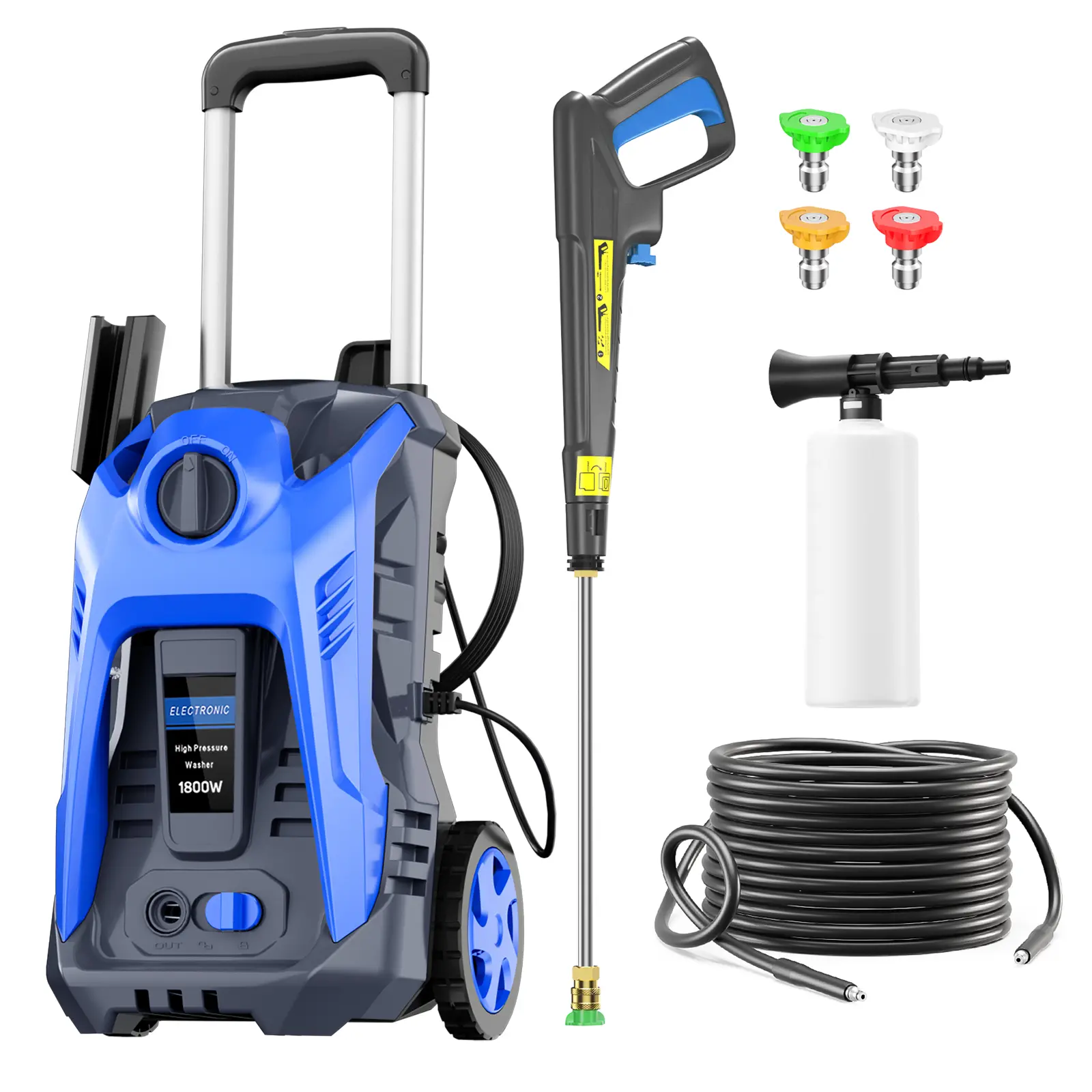 4200 PSI Electric Pressure Washer, 2.0GPM Electric Power Washer with 25 FT Hose, Power Cord, Soap Tank Car Wash Machine Blue Ideal Cleaning for car wash, garden,driveway,home,fence,boat,shed,house exterior