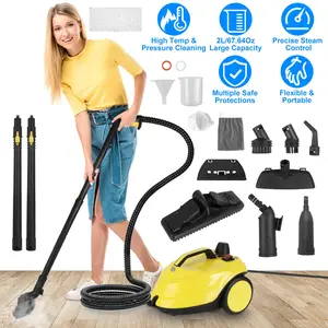 1800W High Pressure Steam Cleaner - 212 ℉   Chemical-Free Deep Cleaning, 5 Bar Pressurized, 2L 304 Stainless Steel Tank, Overheat Protection + 16.83ft Cord, Versatile Attachments for Home/Car/Pet Areas