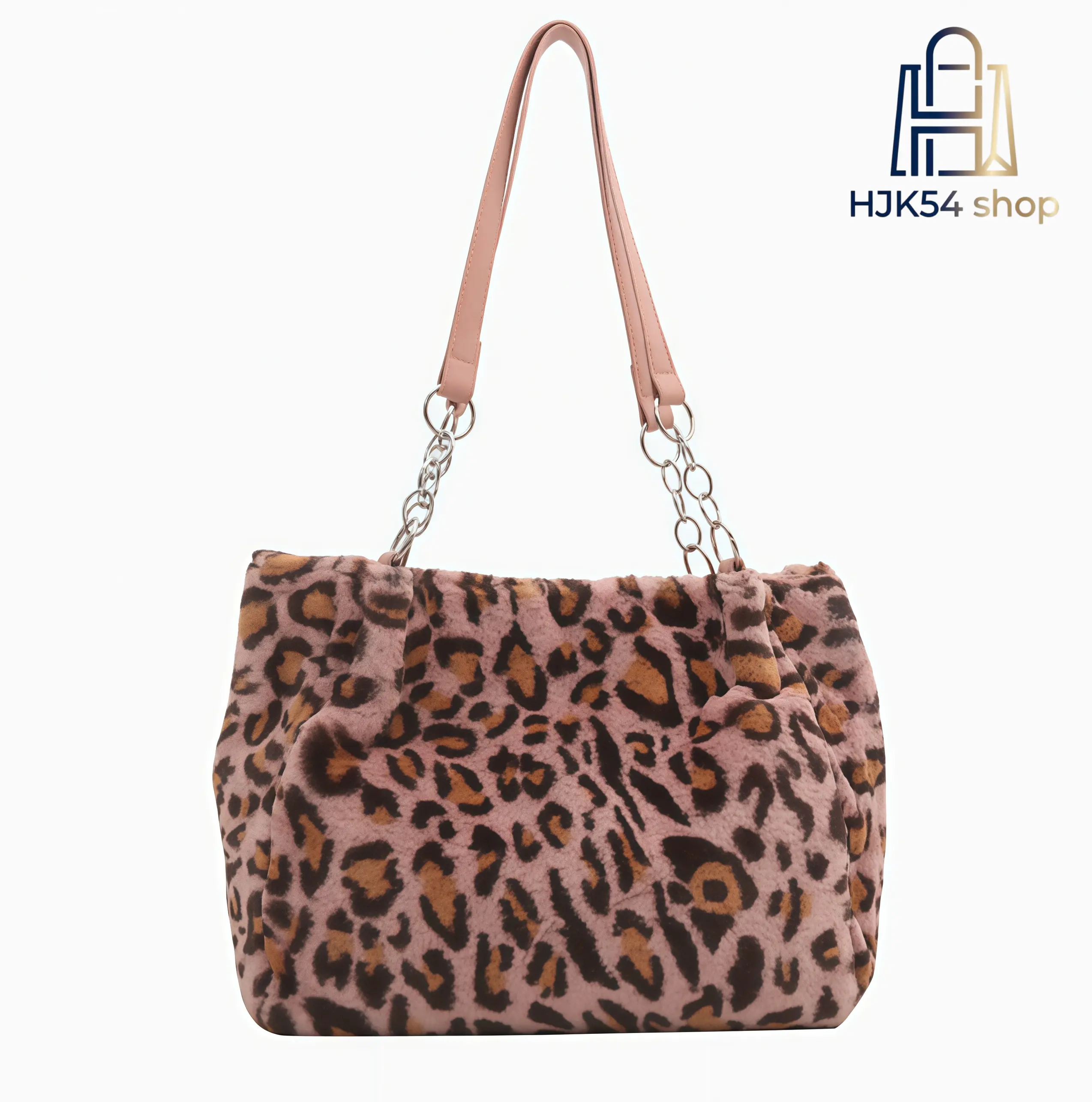 Y2K Fluffy Leopard Print Tote Bag, Faux Fur Large Capacity Shoulder Purse, Metal Chain Leather Strap Plush Handbag for Autumn Winter Daily Streetwear & Shopping
