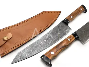 Damascus Steel Kitchen Knife with Ashwood Handle
