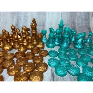 Chess Pieces 3 Sizes - Checkers Pieces 2 Sizes - Pre Made Resin