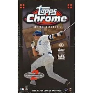 Topps 2007 Chrome Baseball Hobby Box with 24 Packs and 85+ Rookie Cards
