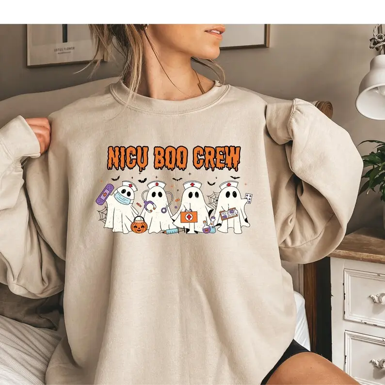 NICU Nurse Halloween Sweatshirt, Neonatal Intensive Care Unit, NICU Boo Crew Crewneck