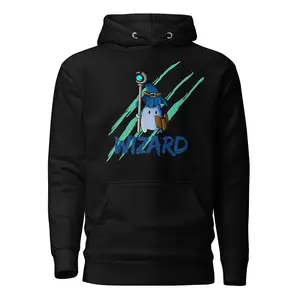 Team Wizard Hoodie - Black Casual Fitted Long Sleeve Sweatshirt with Front Pocket & Adjustable Hood for Magic Lovers & Fantasy Fans