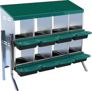 8 Hole Green With Stand Chicken Coops Box Metal Hen House Convenient for Collecting Eggs - Ventilated Poultry House Equipment Suitable for Hens Ducks