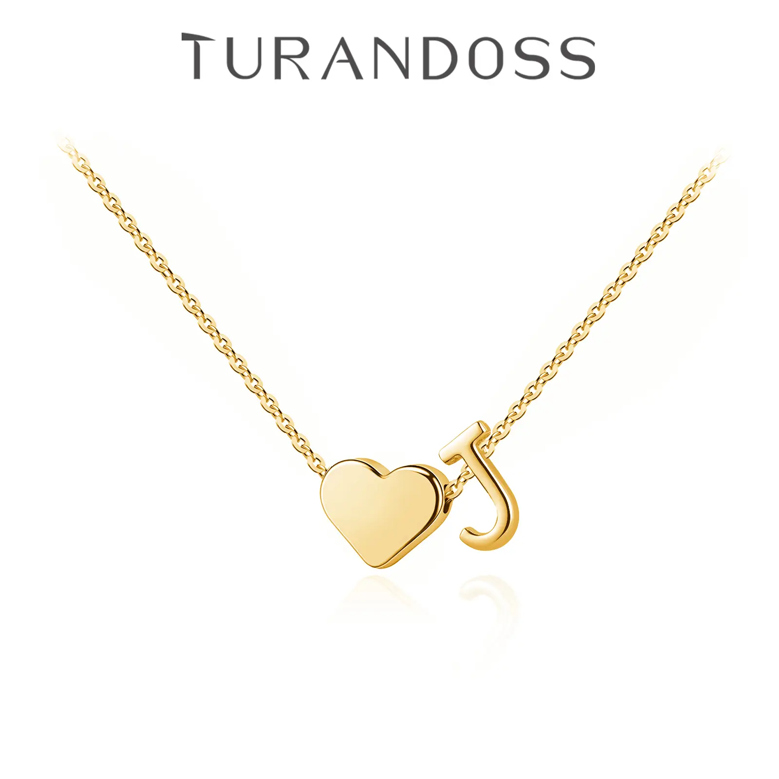 Turandoss Tiny Initial Necklaces Golden Heart Letter A-Z Necklace Dainty Heart Name Necklace Personalized Initial Tag Pendant Birthday Gifts Anniversa