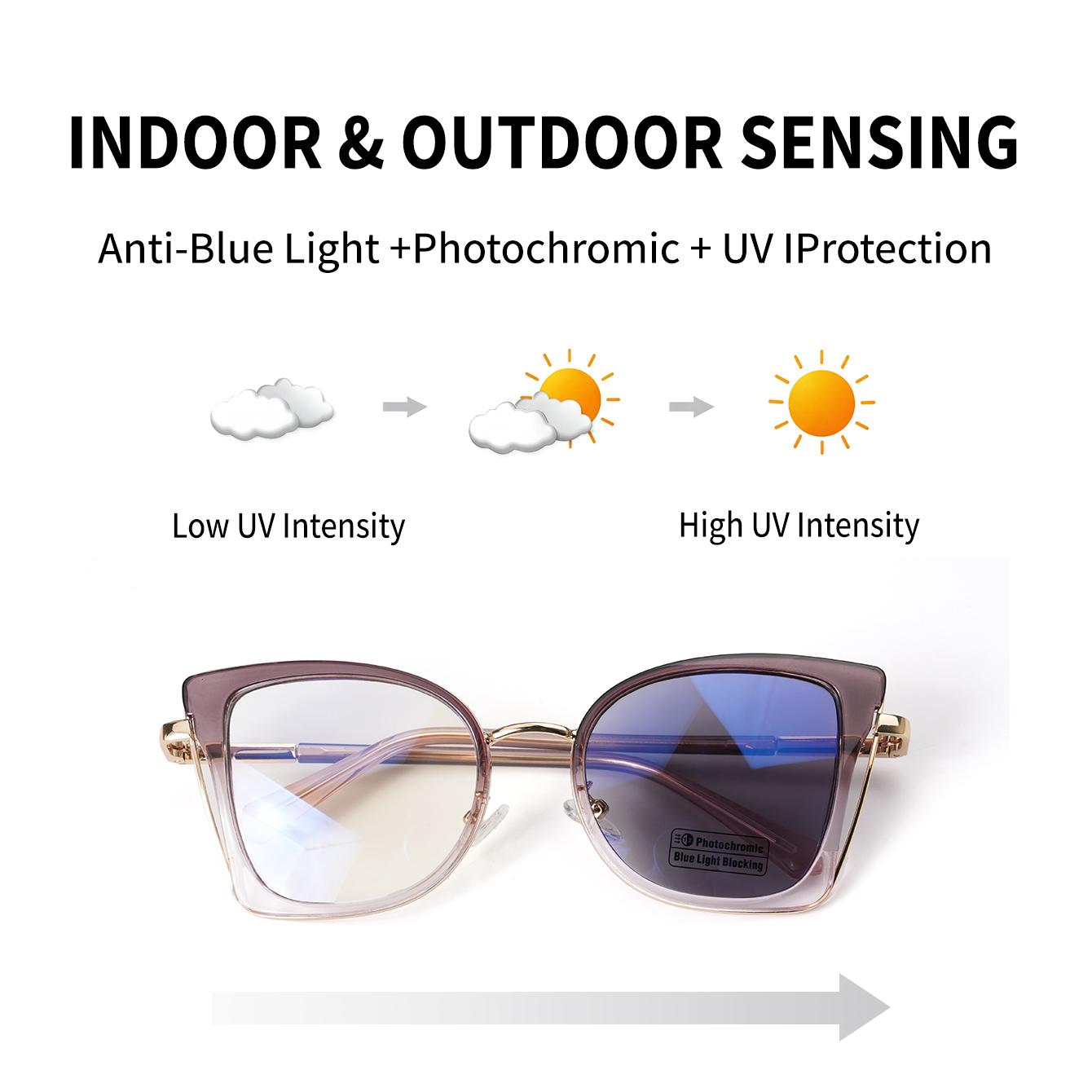 Original design, new trendy cat’s-eye sunglasses that change color when exposed to UV rays. Stylish, personalized, UV-protective, and sun-protective sunglasses suitable for both men and women.