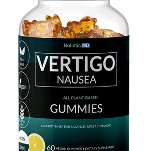 Vertigo Gummies Nausea Vertigo Dizziness Relief | 6 in 1: Gingko Kudzu Astragalus Ginger Root Black Cohosh & Peony Flower | All Plant-Based Formula Non GMO | Lemon Flavor 60 ct