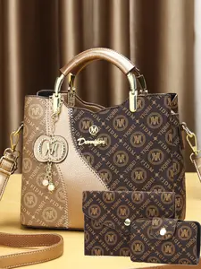 Women's Trendy Geometric Print Shoulder Bag Set, Fashionable Crossbody Handbag for Casual, All Season PU Material, Stylish Versatile Bag, Fashionable Bags