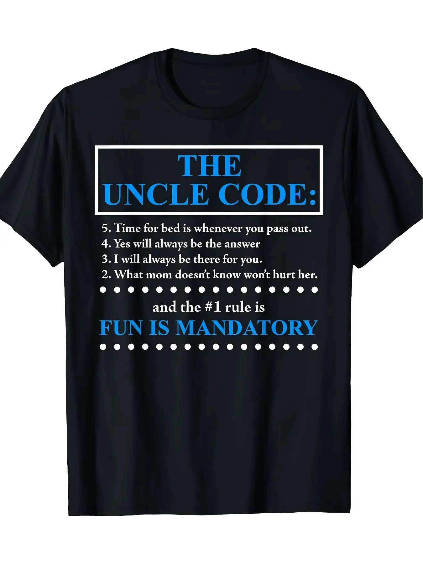 Funny Uncle Code T-Shirt - 1 Rule Don't Marry One, unisex soft cotton short sleeve t shirt, vintage graphic casual tee for men women teens, perfect birthday holiday gift for camping travel gym daily street  wear