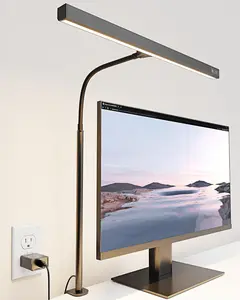 SUPERDANNY 12W LED Desk Lamp with Clamp - Eye-Caring, Touch Control Dimmable, Adjustable Gooseneck, USB Adapter for Office Reading Study Workbench