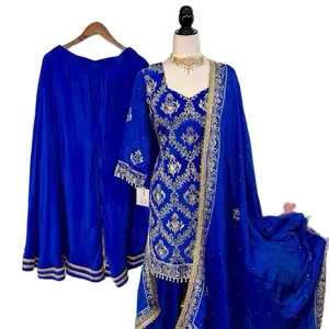 Punjabi Salwar Suit for Women - Premium Silk with Gold and Stone Work, Hot Pink Color, Heavy Embroidery, Womenswear - Clothes easter dress Traditional Bridal Elegant Embroidered Outfit