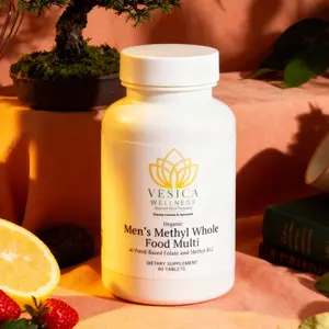 Men's Organic Methyl Whole Food Multivitamin with Food-Based Folate & Methyl B12 60 Vegetarian Tablets US FDA Inspected