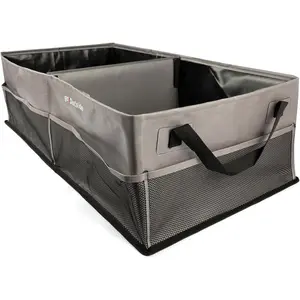 Collapsible Car Trunk Organizer with Waterproof PVC Liner,Duty Cargo with Handles & Mesh Pockets for Groceries, Camping, Travel, Sports| REG (21.6"x13.8"x9") 44L Grey