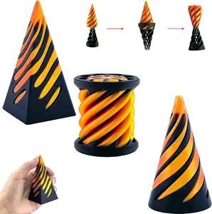 Impossible Cone 3 Packs Spiral Cone Fidget Toy, Mini Cones with Pass Through, Stress and Anxiety Relaxing Activity, 3D Printed Design